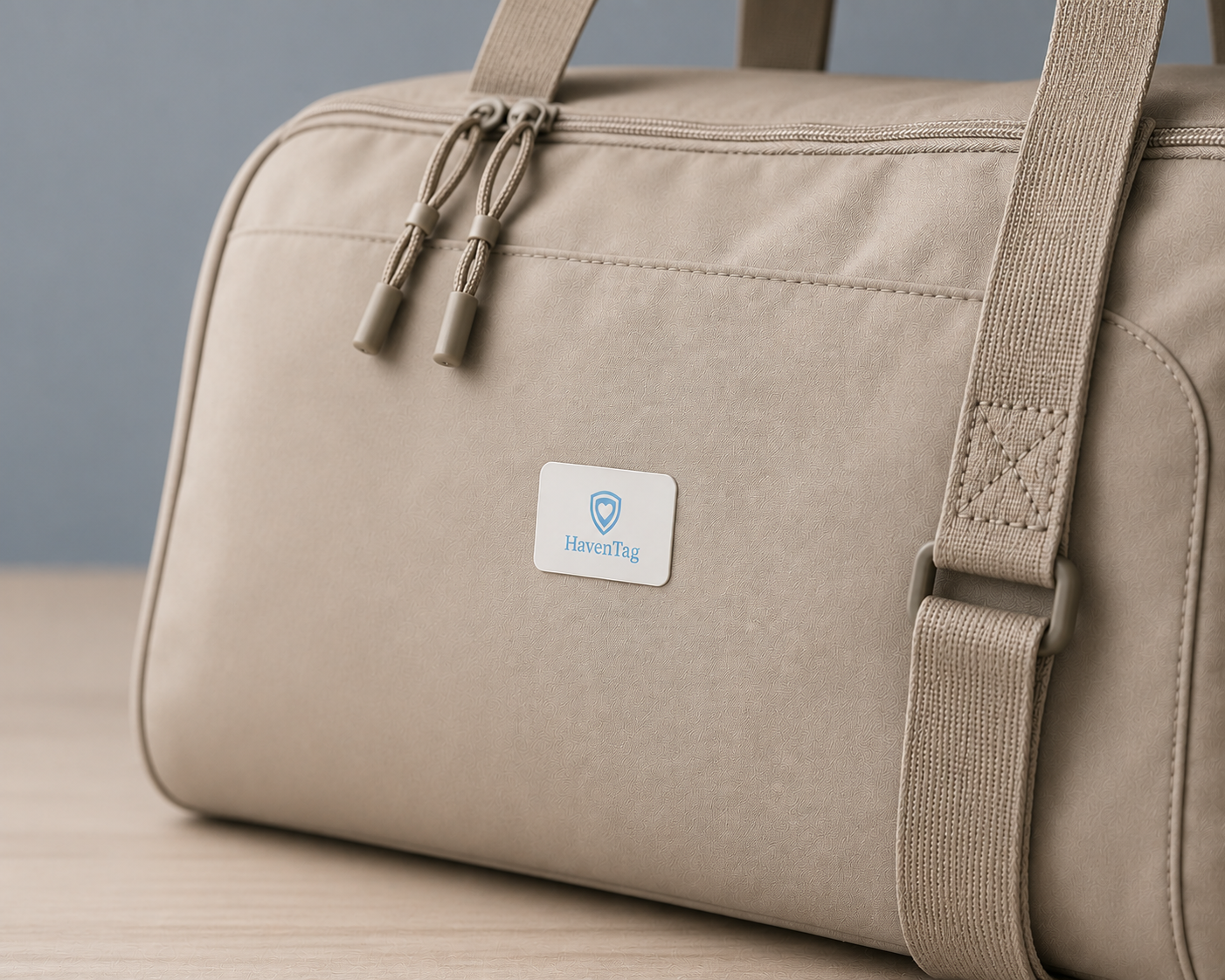 HavenTag Card — ultra-thin Bluetooth tracker on sports bag
